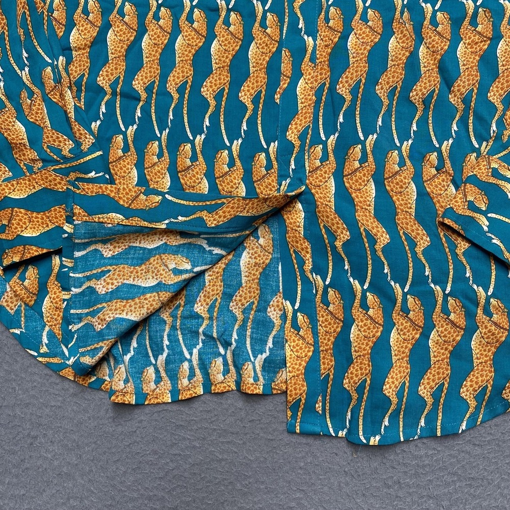 Maeve By Anthropologie Shirt Womens 8 Blue Leopard Button Front Long Sleeve - Picture 7 of 10